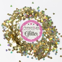 Chunky Glitter - Holographic Gold Hearts -1oz Bag