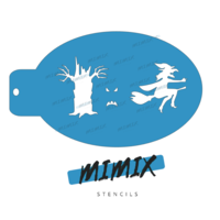 MiMix Face Painting Stencil  - Scary Tree & Witch on Broomstick