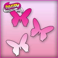 Silly Farm Pink Power Stencil Triple Butterfly 1006
