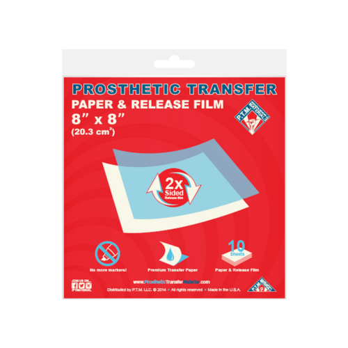 Prosthetic Transfer Paper & Release Film (8" x 8") 10 pack