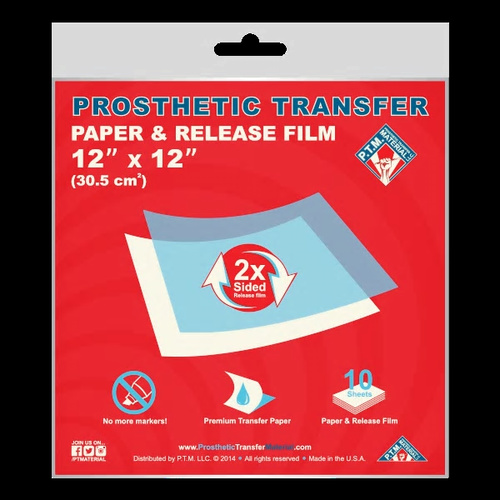 Prosthetic Transfer Paper & Release Film (12" x 12") 10 pack