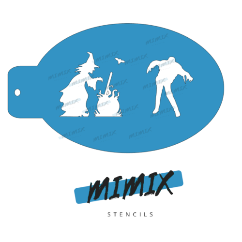 MiMix Face Painting Stencil  - Witch with cauldron & Zombie