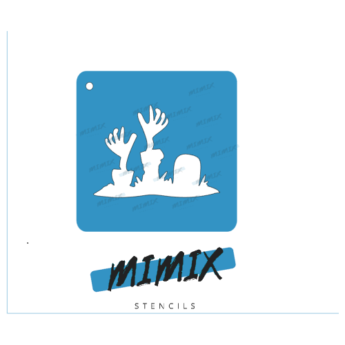 MiMix Face Painting Stencil  - Zombie Hands Coming From Grave
