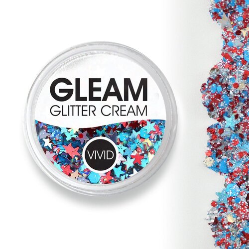 VIVID GLEAM Glitter Cream - RED WHITE & BOOM 7.5g Jar