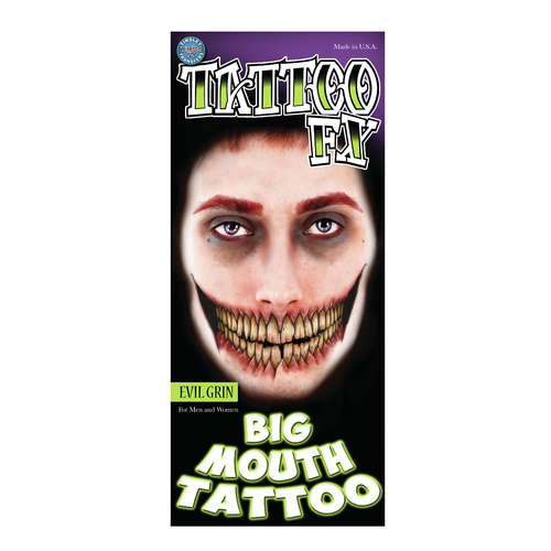 Big Mouth Temporary Tattoos -  Evil Grin