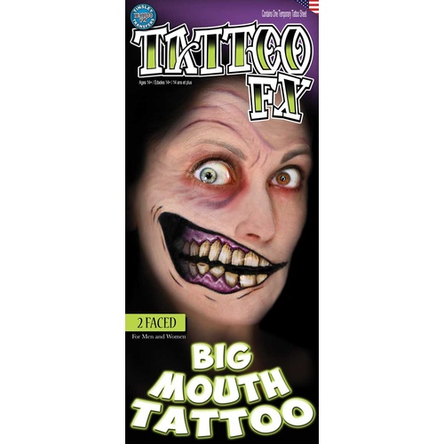Big Mouth Temporary Tattoos - 2 Faced