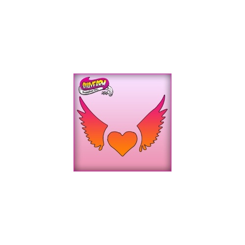Silly Heart Pink Power Stencil Heart Wings 1051