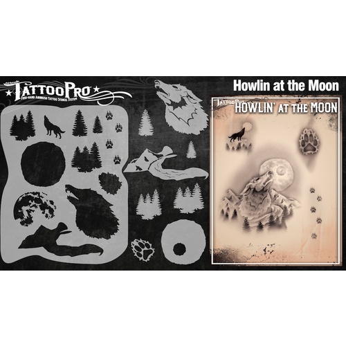 WISER's Tattoo Pro  STENCIL- HOWLIN' AT THE MOON